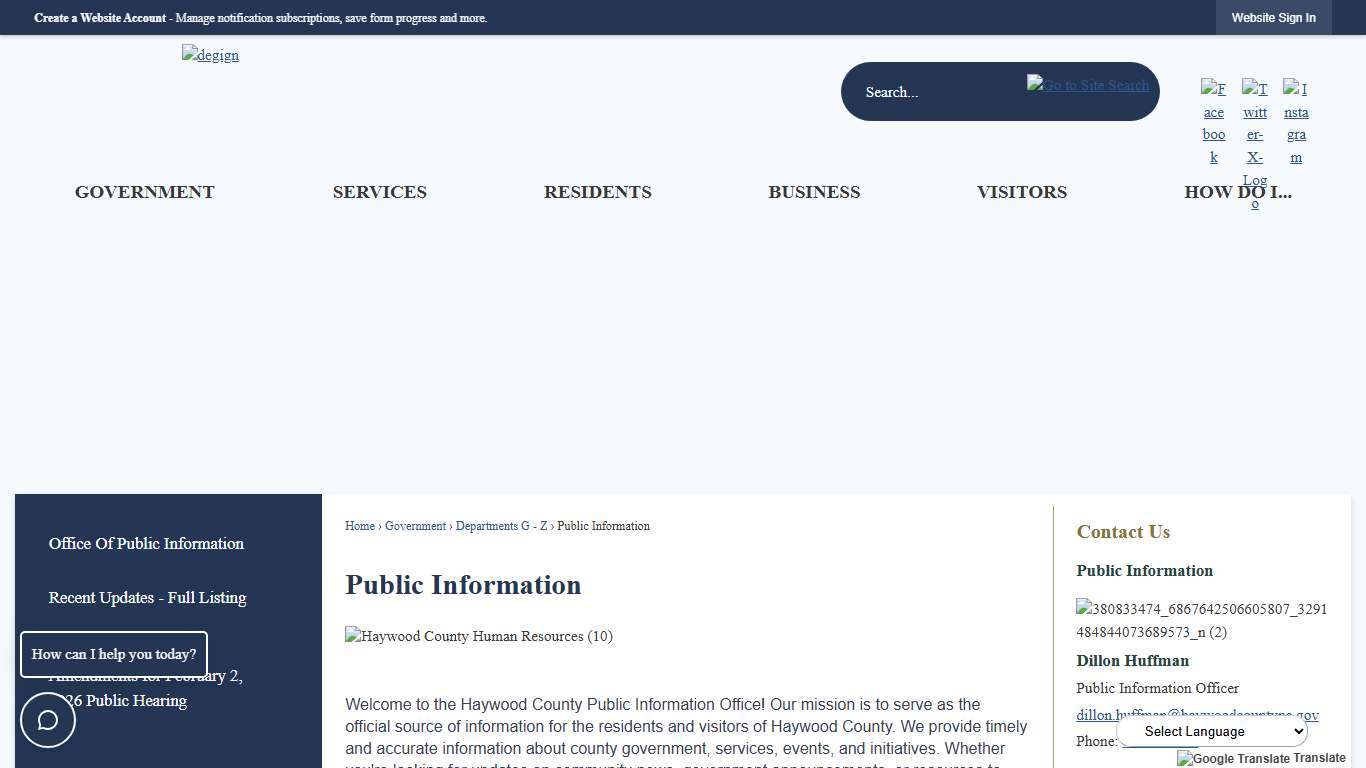 Public Information Haywood County, NC